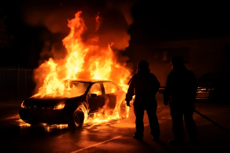Veículo incendeia-se em estacionamento de clube em Cachoeiro
